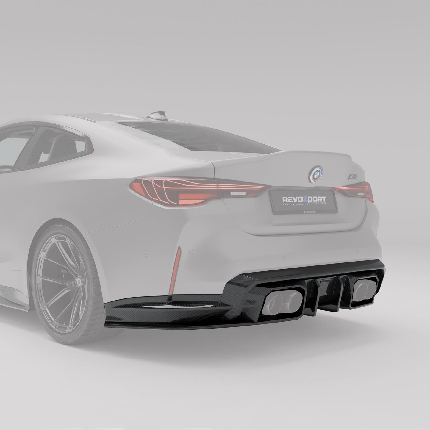 BMW M4 G82 carbon diffuser rear three quarter angle shot