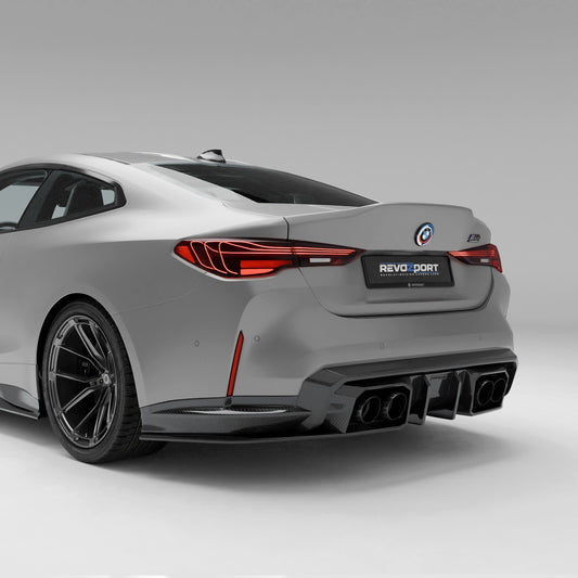 BMW M4 G82 carbon fiber rear diffuser fitted rear view