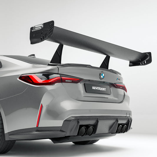 BMW M4 G82 carbon fiber rear, primary view with diffuser and wing