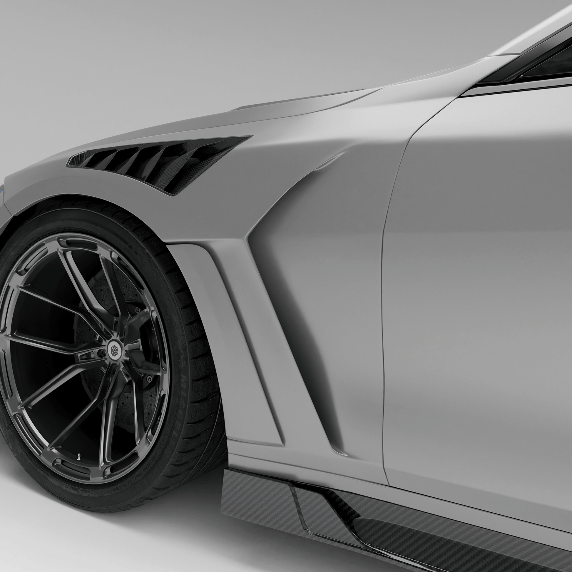 BMW M4 G82 carbon fiber side fenders front profile view