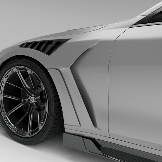 BMW M4 G82 carbon fiber side fenders front profile view