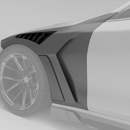 BMW M4 G82 vented carbon fender mounted on coupe front
