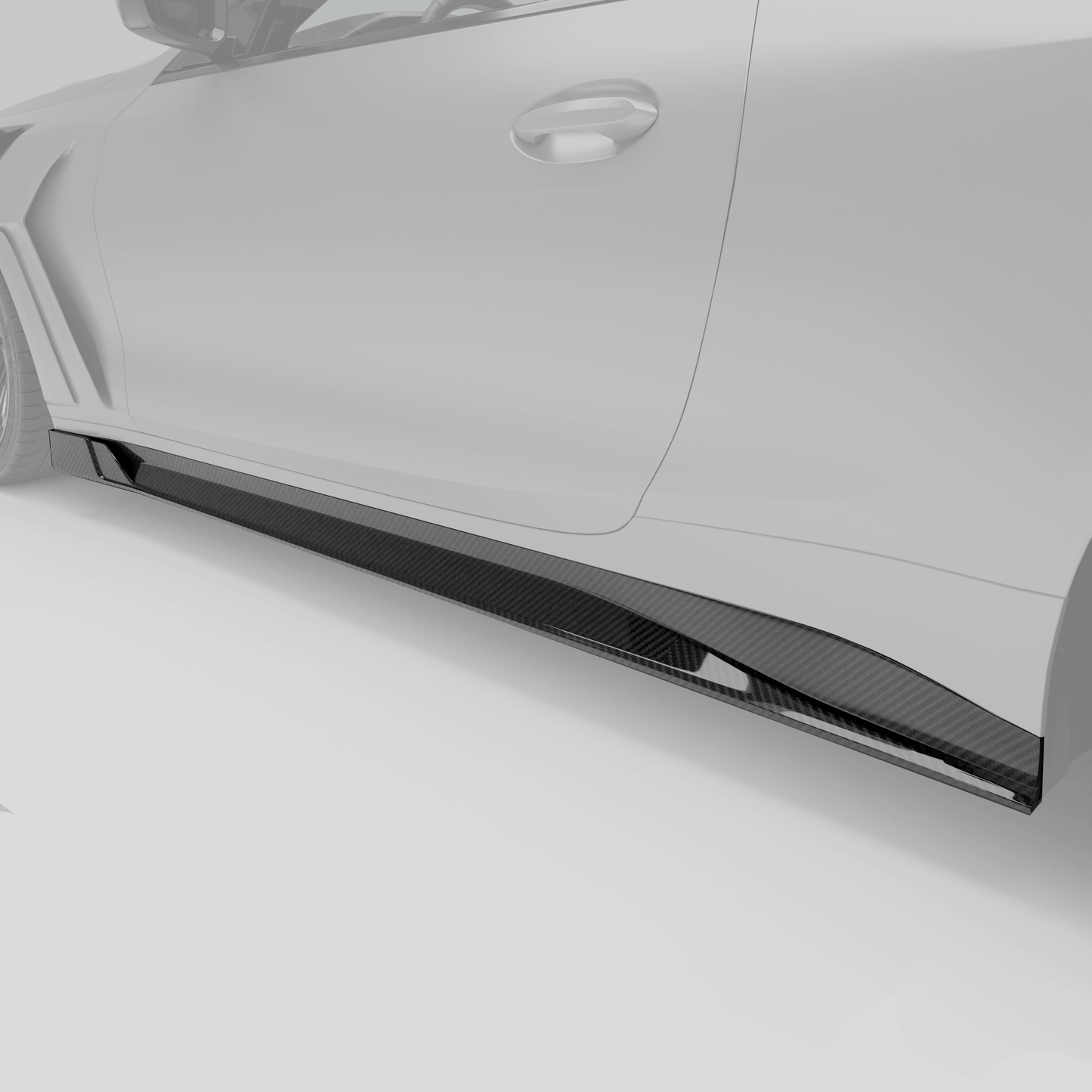 BMW M4 G82 carbon side skirt fitted along coupe rocker