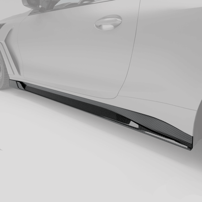 BMW M4 G82 carbon side skirt fitted along coupe rocker