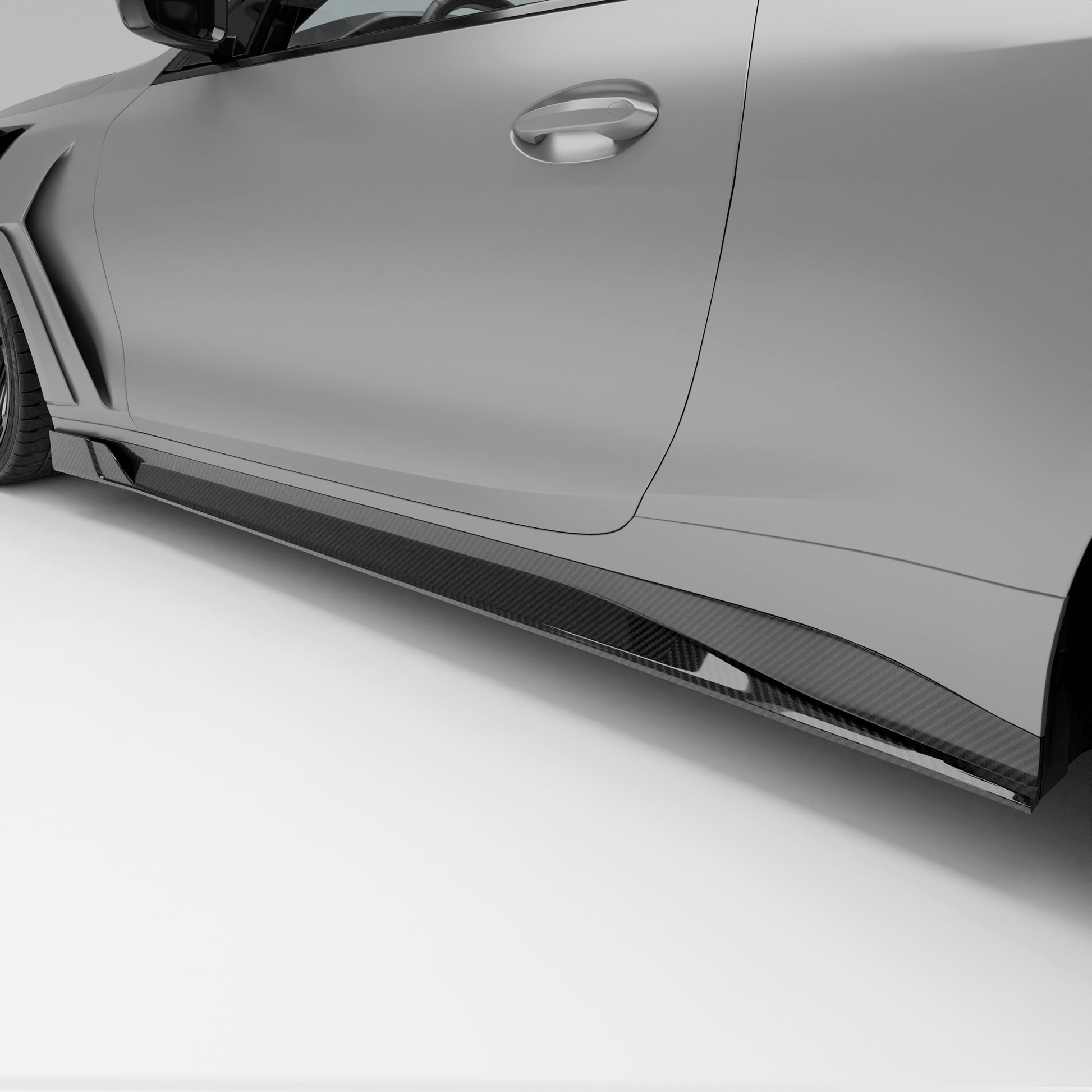 BMW M4 G82 carbon fiber side skirts full side profile view