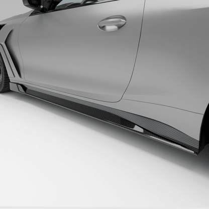 BMW M4 G82 carbon fiber side skirts full side profile view
