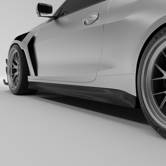 BMW M4 G82 carbon fiber race side skirt full side view