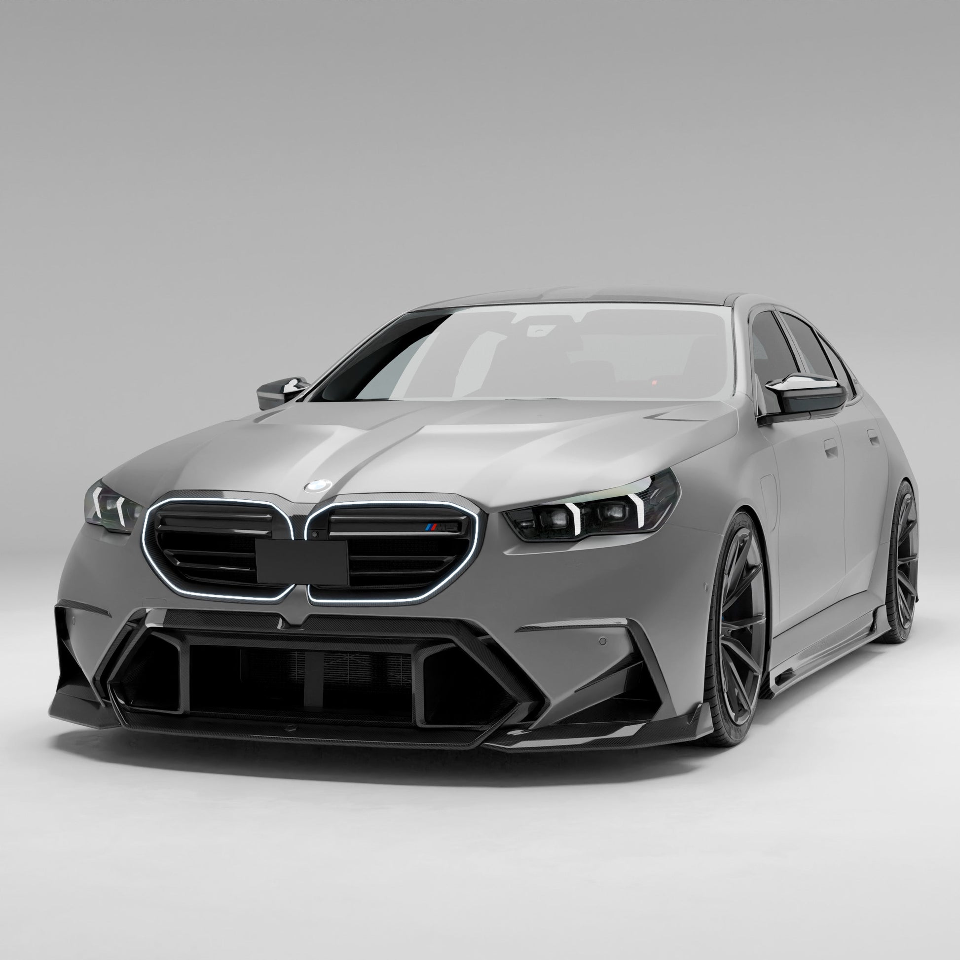BMW M5 G90 carbon fiber front bumper air vents full view