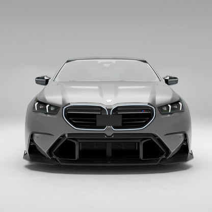 BMW M5 G90 carbon fiber front air vents installed bumper view
