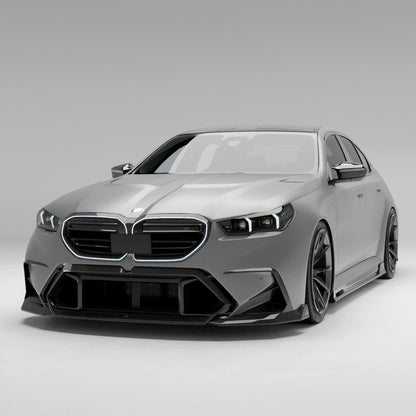 BMW M5 G90 carbon fiber front lip splitter installed front view
