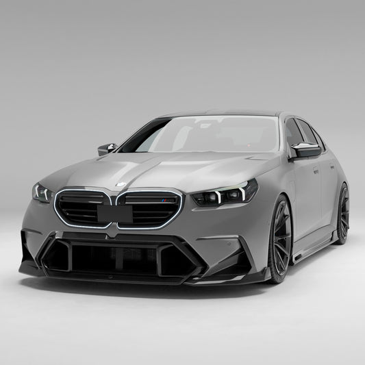 BMW M5 G90 carbon fiber front lip splitter installed front view