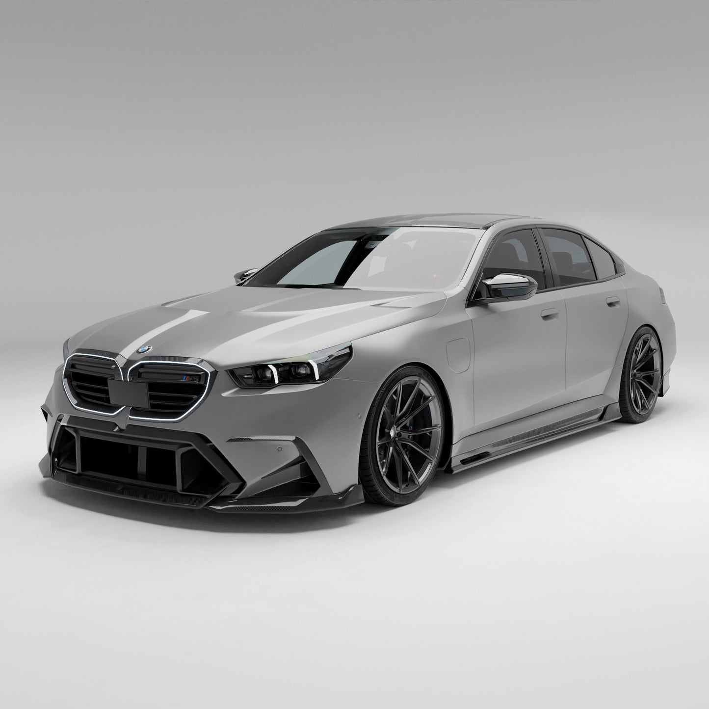 BMW M5 G90 carbon fiber front lip splitter full nose view