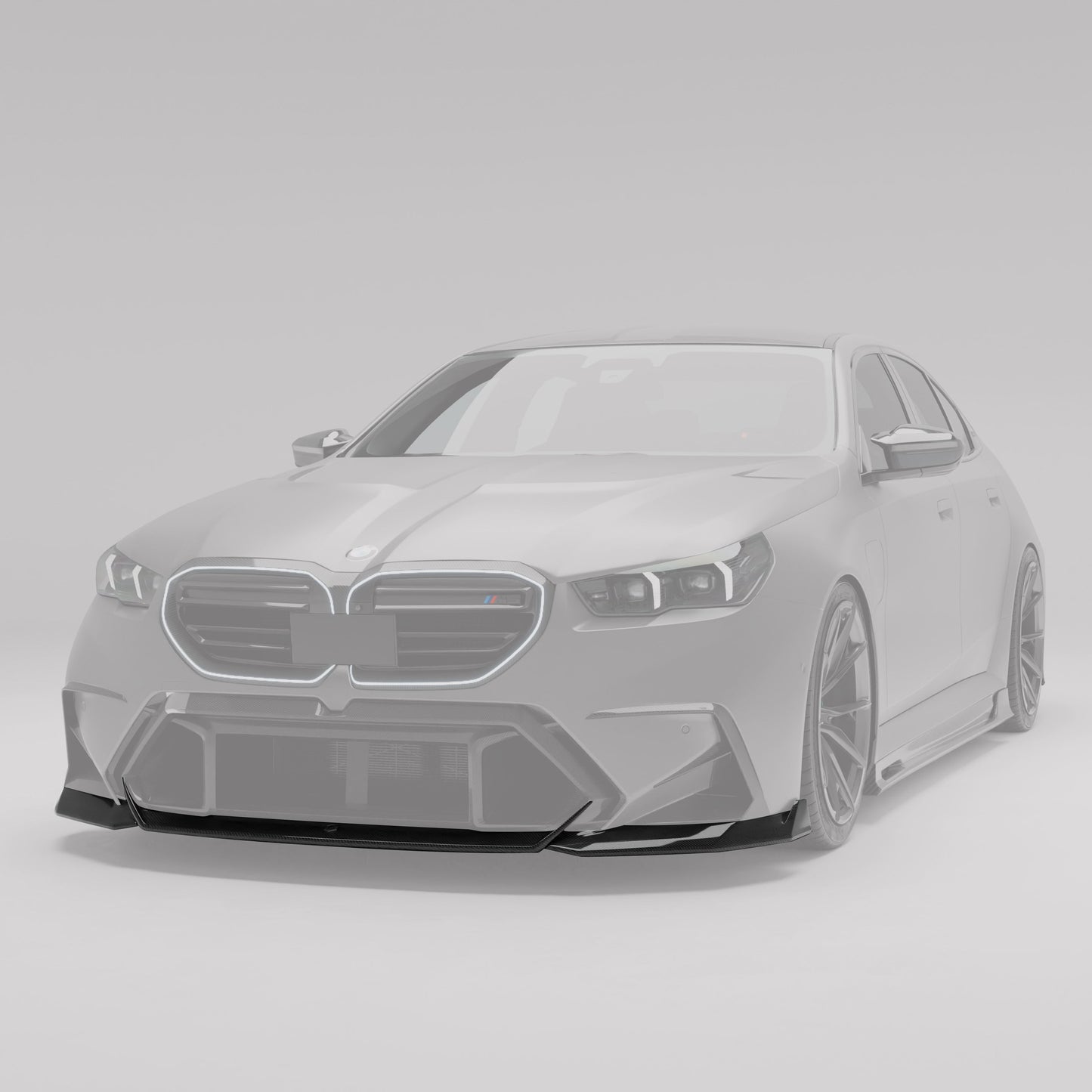 BMW M5 G90 carbon fiber front lip lower bumper angle view