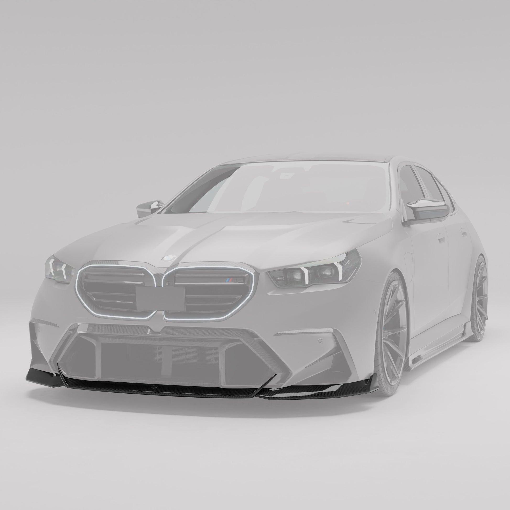 BMW M5 G90 carbon fiber front lip lower bumper angle view