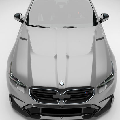 BMW M5 G90 carbon fiber vented hood installed full front view