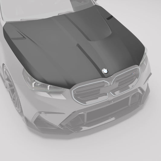 BMW M5 G90 carbon fiber hood vent opening detail view