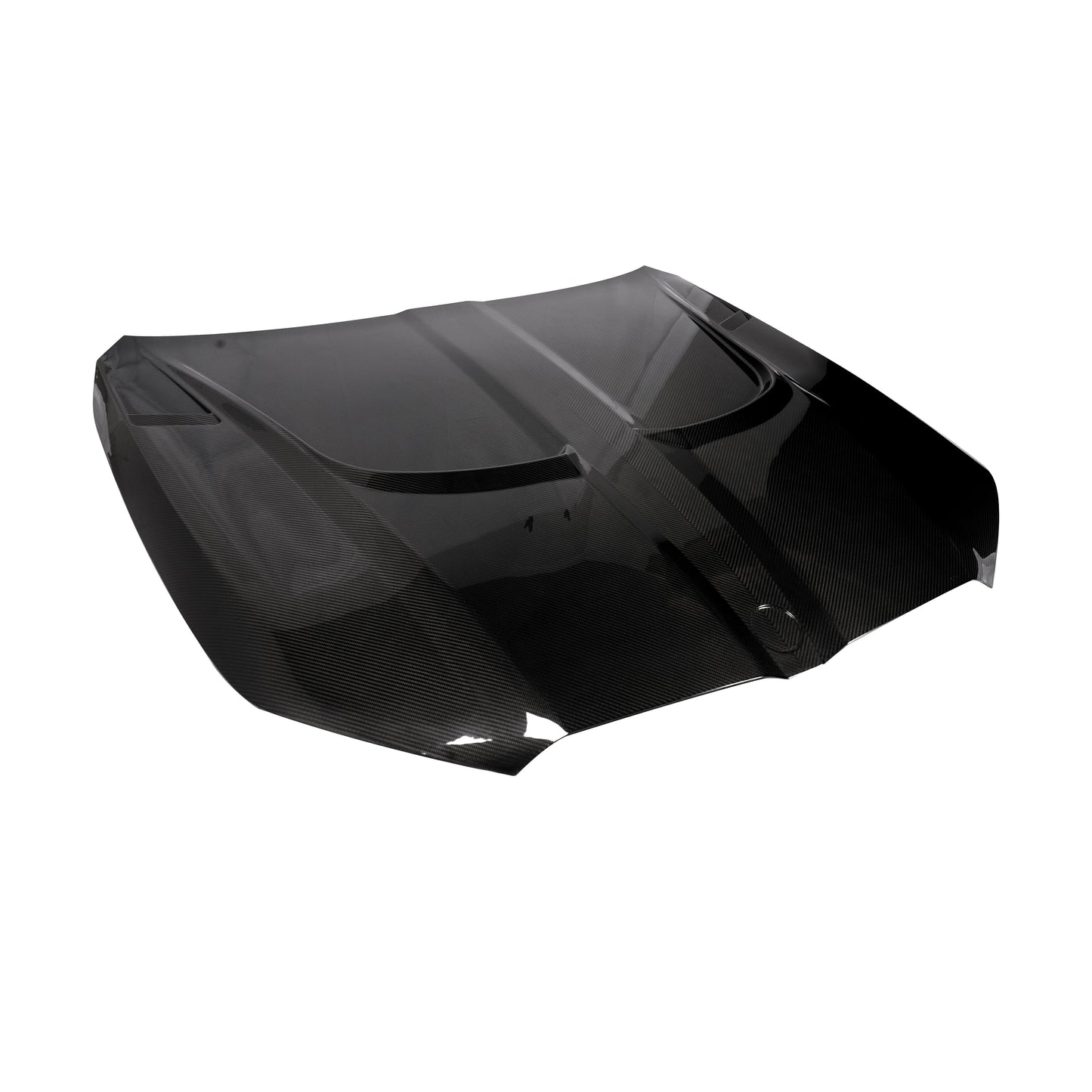 BMW M5 G90 carbon fiber hood top down sculpted surface view