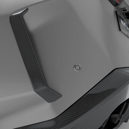 BMW M5 G90 carbon fiber rear canards mounted corner view