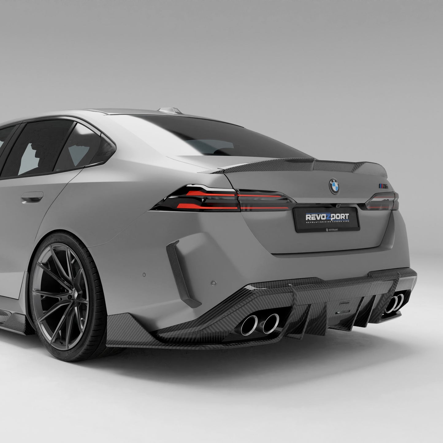 BMW M5 G90 carbon fiber rear diffuser fitted rear view