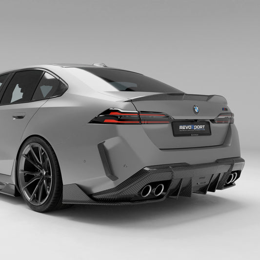 BMW M5 G90 carbon fiber rear diffuser fitted rear view
