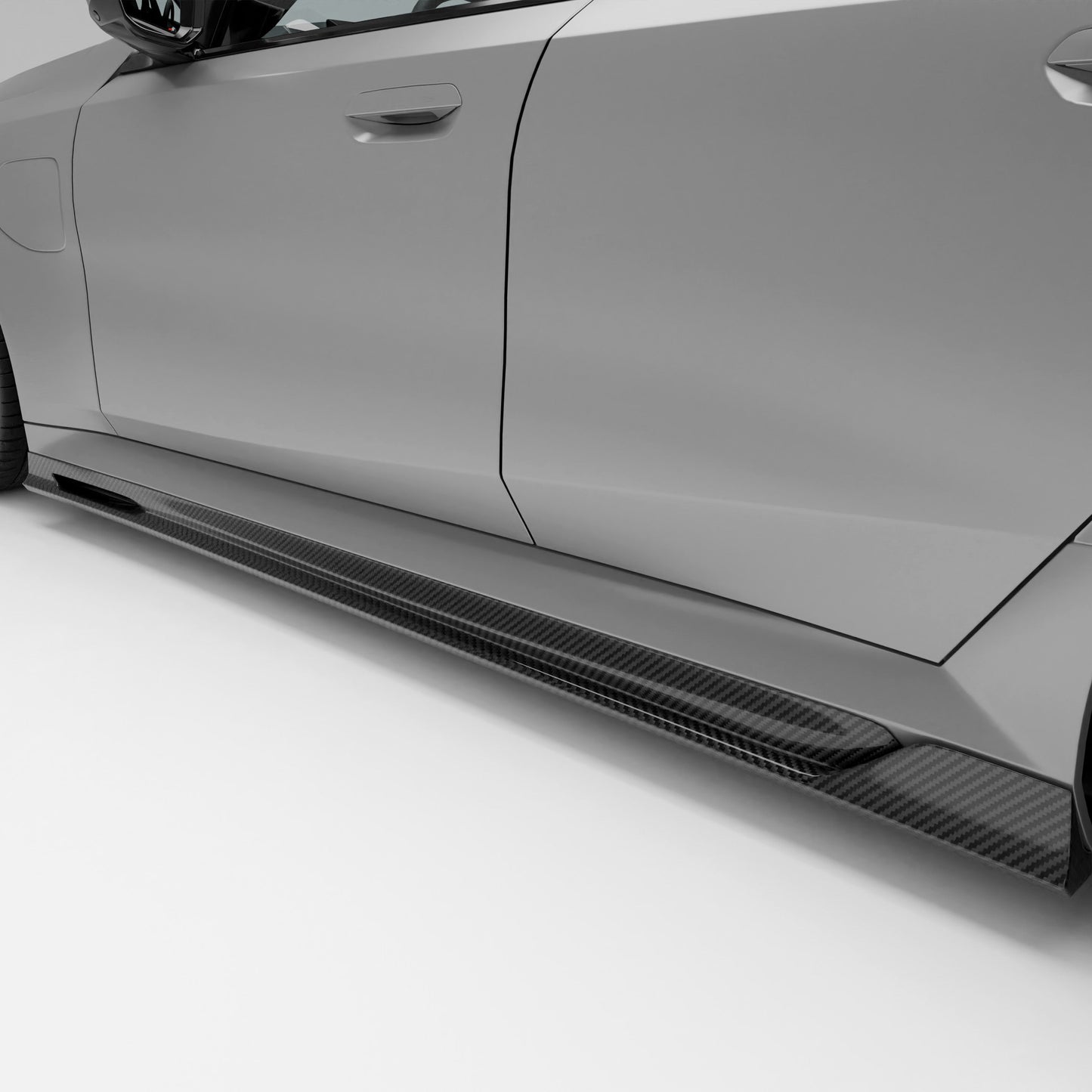 BMW M5 G90 carbon fiber side skirts, full side profile