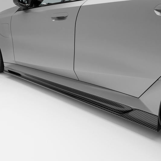 BMW M5 G90 carbon fiber side skirts, full side profile