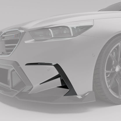 Carbon fiber front canards installed on BMW M5 G99 bumper