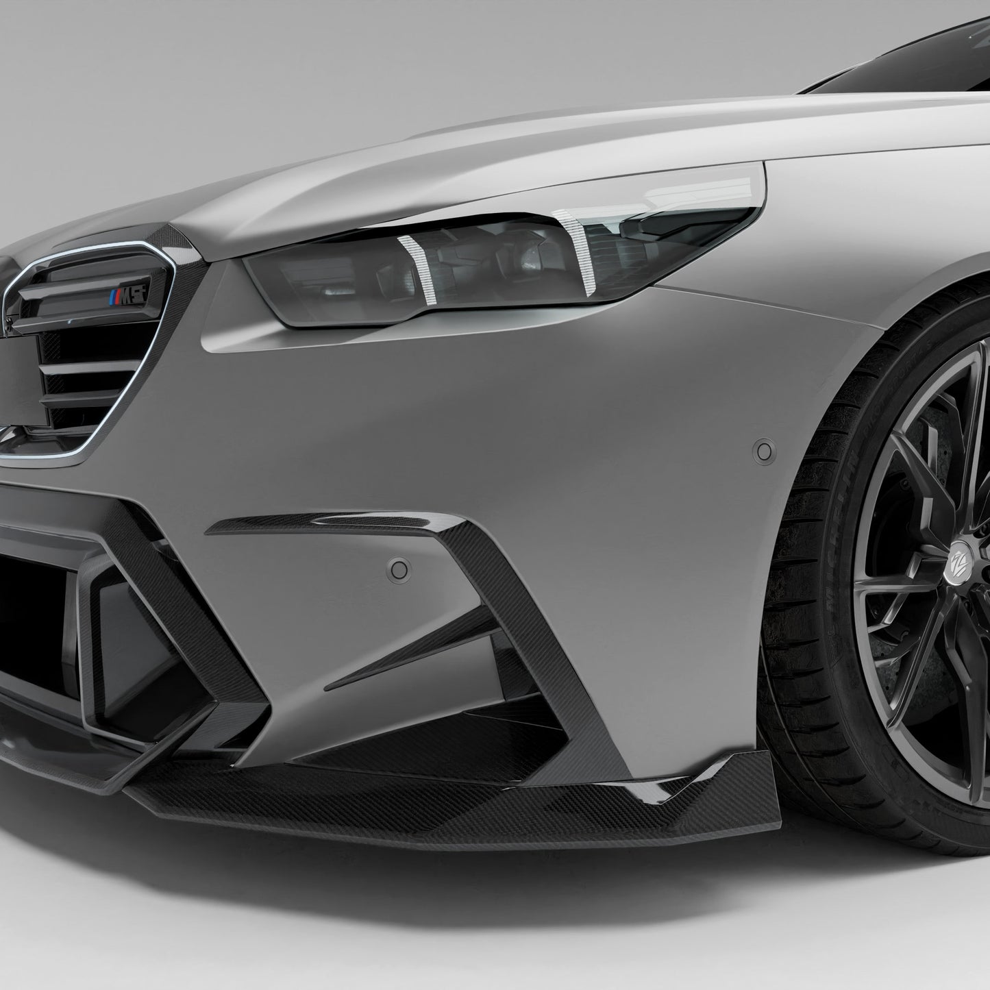 BMW M5 G99 Touring carbon fiber front canards front corner view