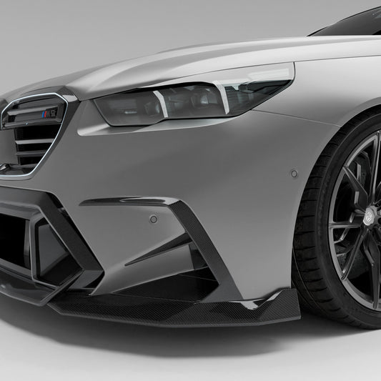 BMW M5 G99 Touring carbon fiber front canards front corner view
