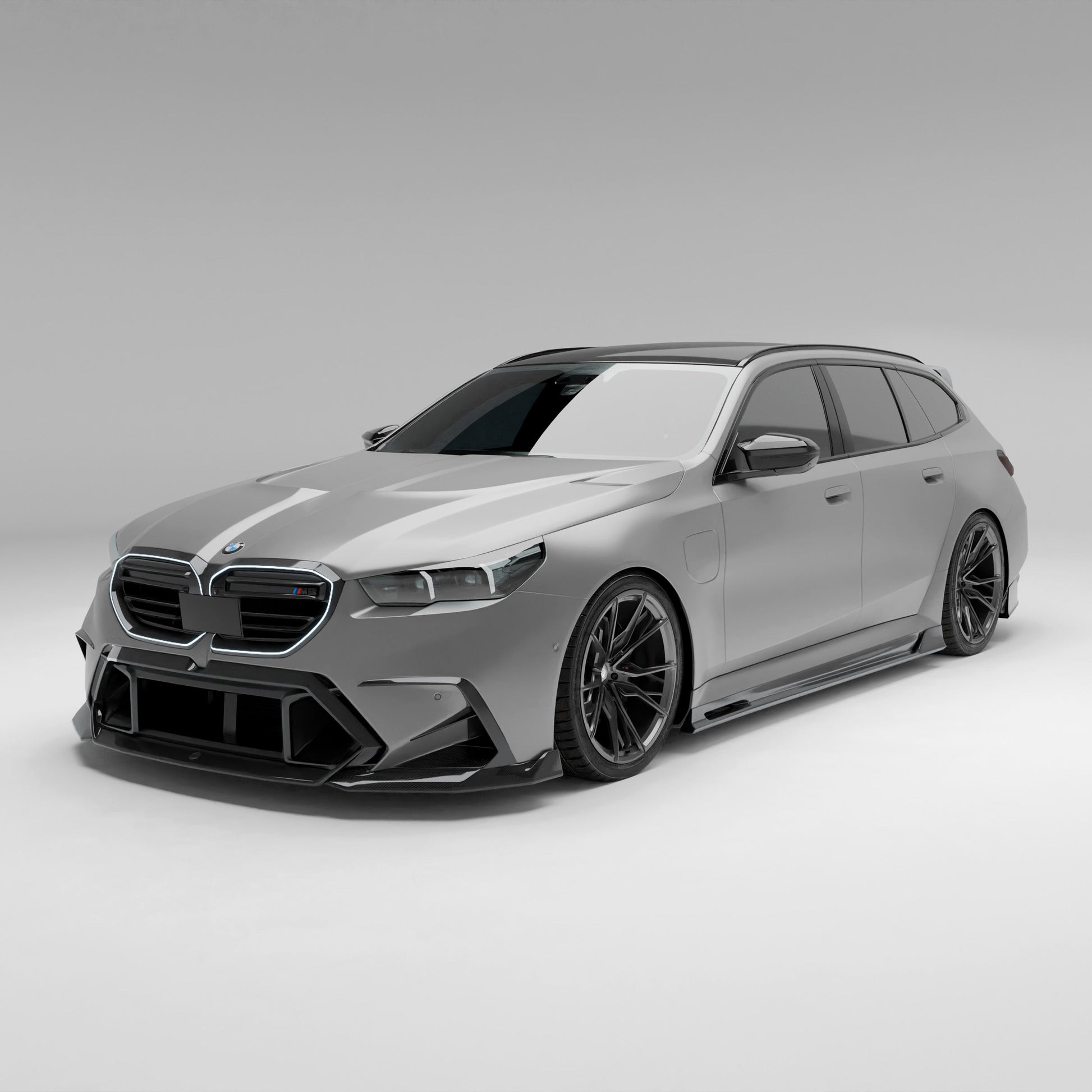 BMW M5 G99 carbon front canards paired corner view