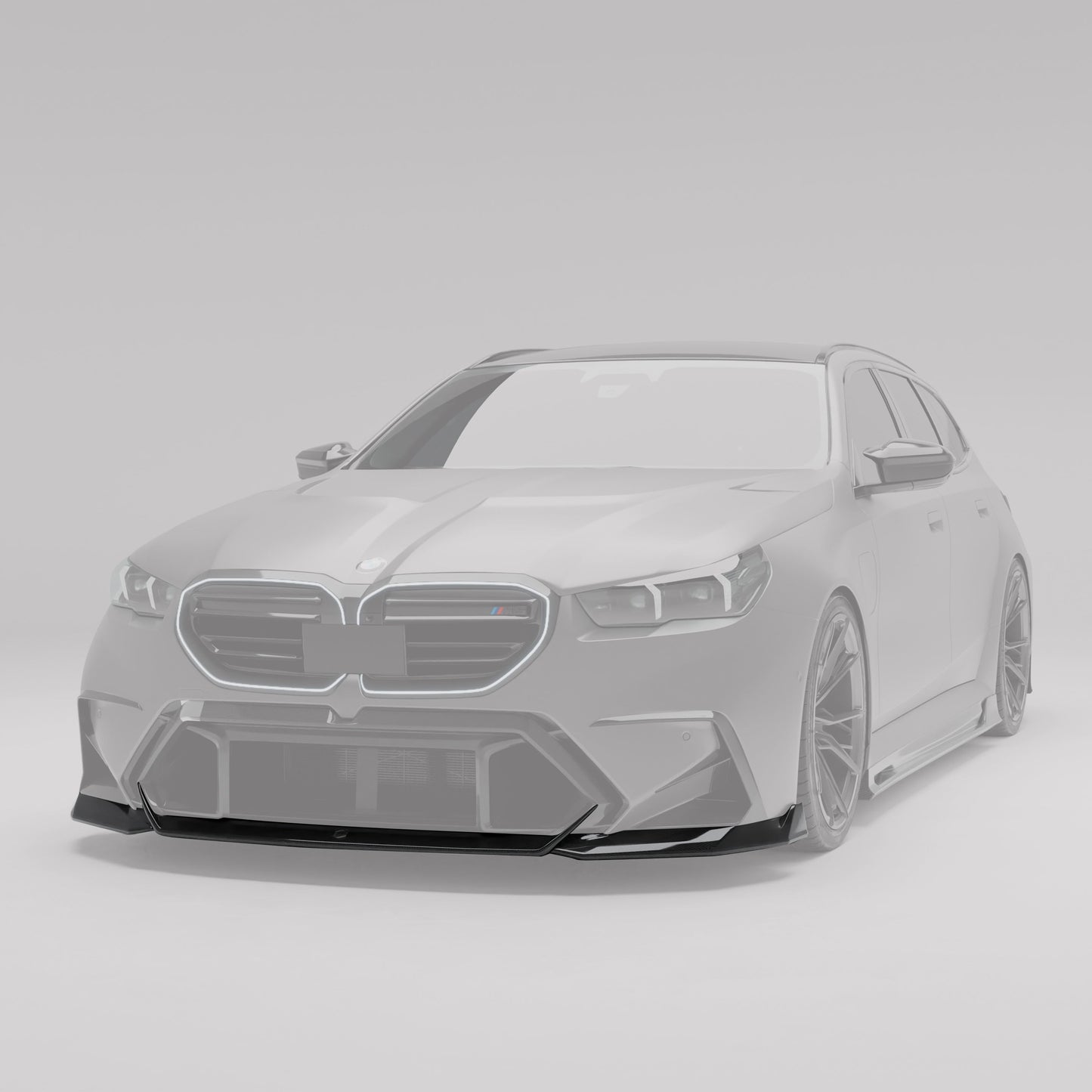 Carbon fiber front lip installed on BMW M5 G99 bumper