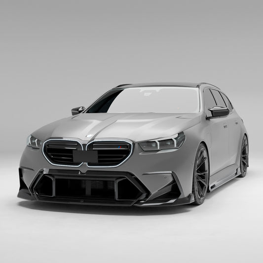 BMW M5 G99 Touring carbon fiber front lip splitter front view