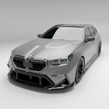 Front bumper carbon splitter mounting detail for BMW M5 G99