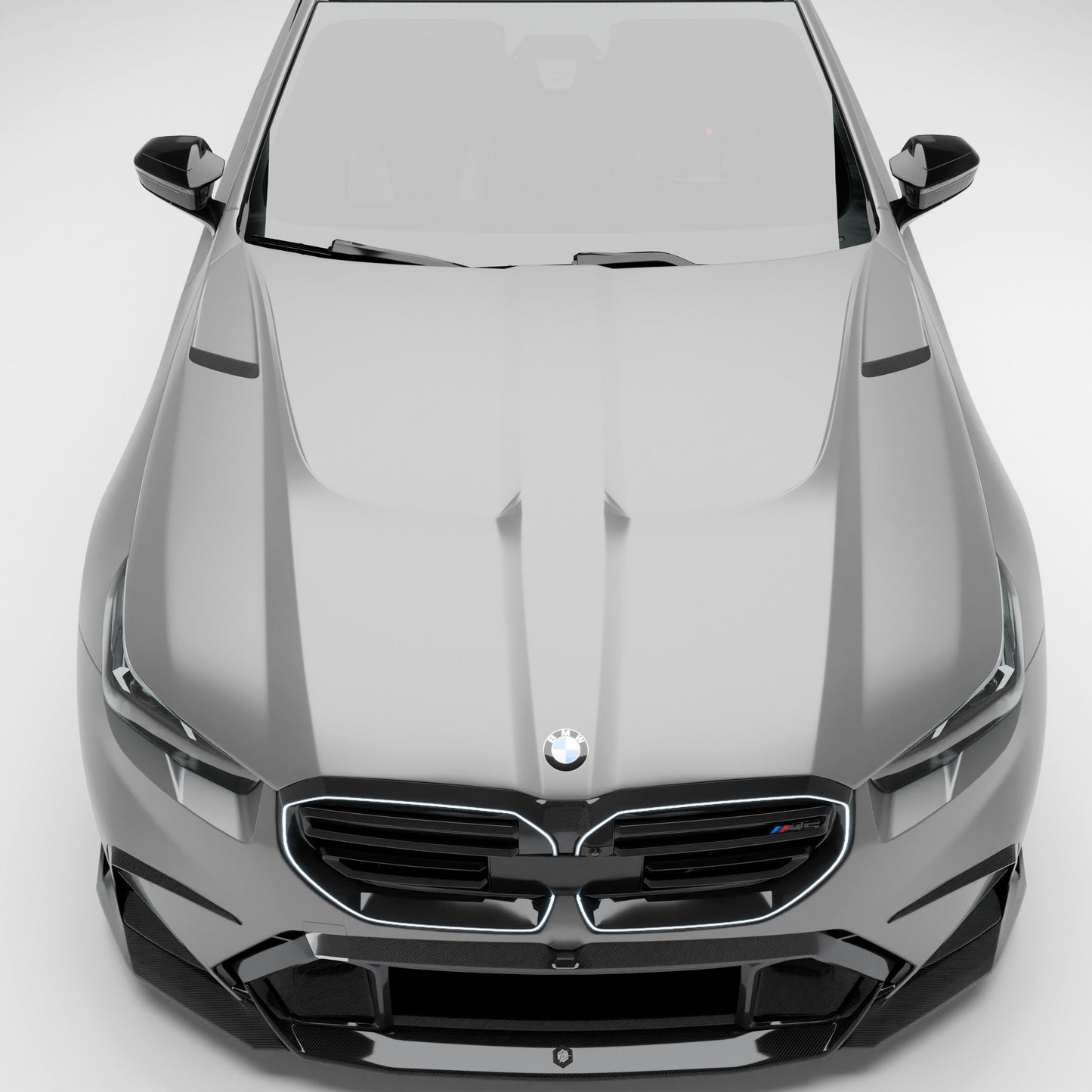 Aggressive carbon fiber hood profile on BMW M5 G99