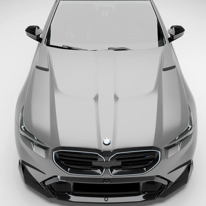 Aggressive carbon fiber hood profile on BMW M5 G99