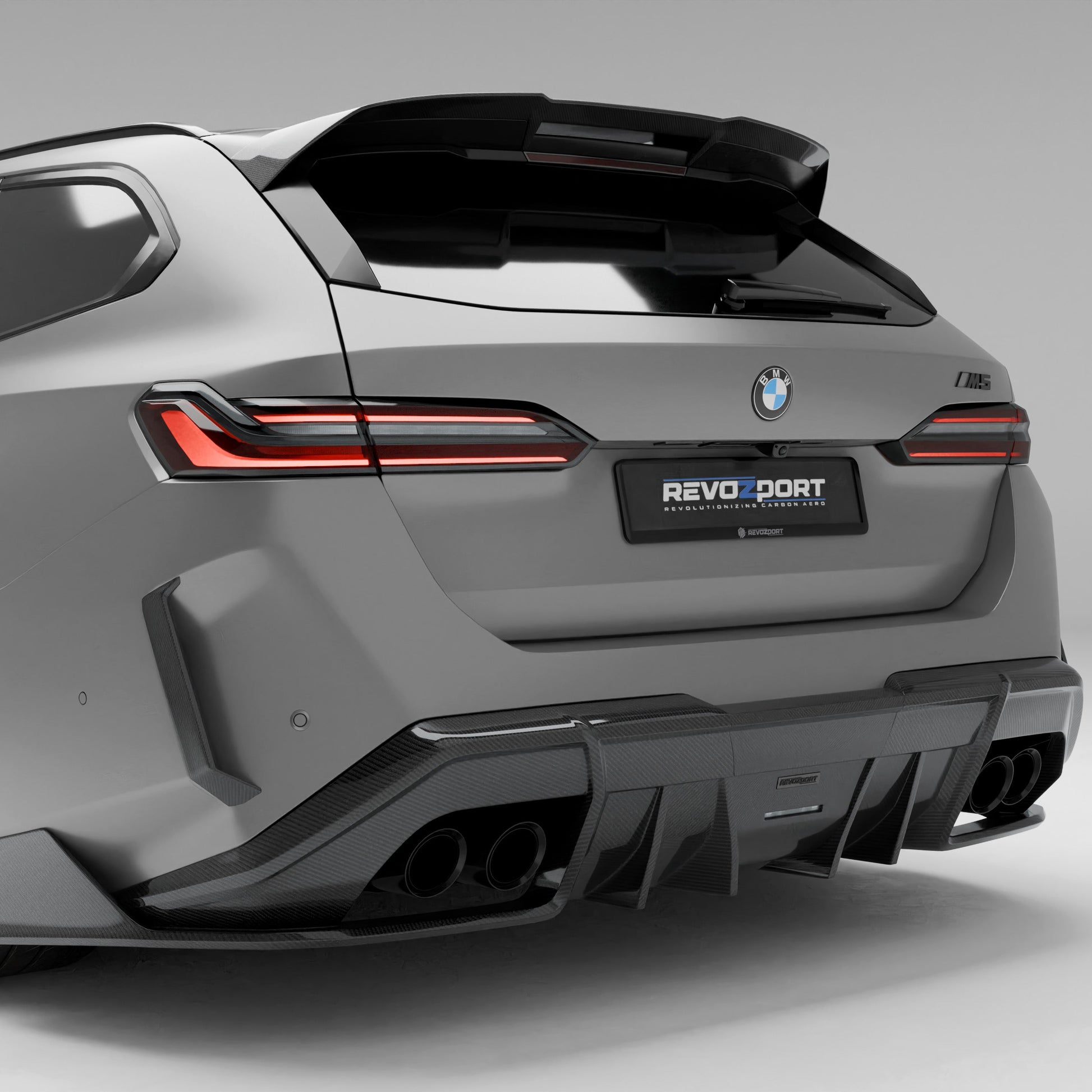 Rear bumper carbon canard mounting detail for BMW M5 G99