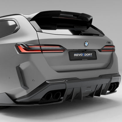 Rear bumper carbon canard mounting detail for BMW M5 G99