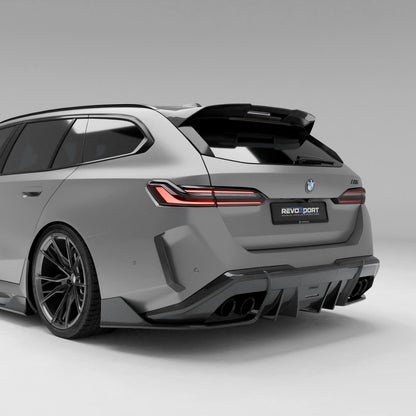 BMW M5 G99 Touring carbon fiber rear diffuser angled rear view