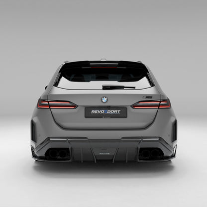 BMW M5 G99 carbon rear diffuser installed lower rear angle