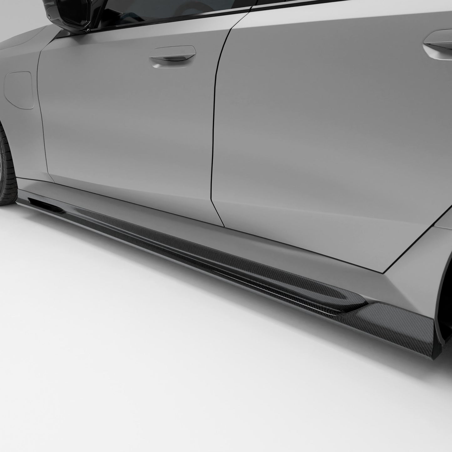 BMW M5 G99 Touring carbon fiber side skirts side profile view