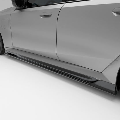 BMW M5 G99 Touring carbon fiber side skirts side profile view