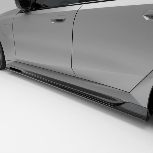 BMW M5 G99 Touring carbon fiber side skirts side profile view