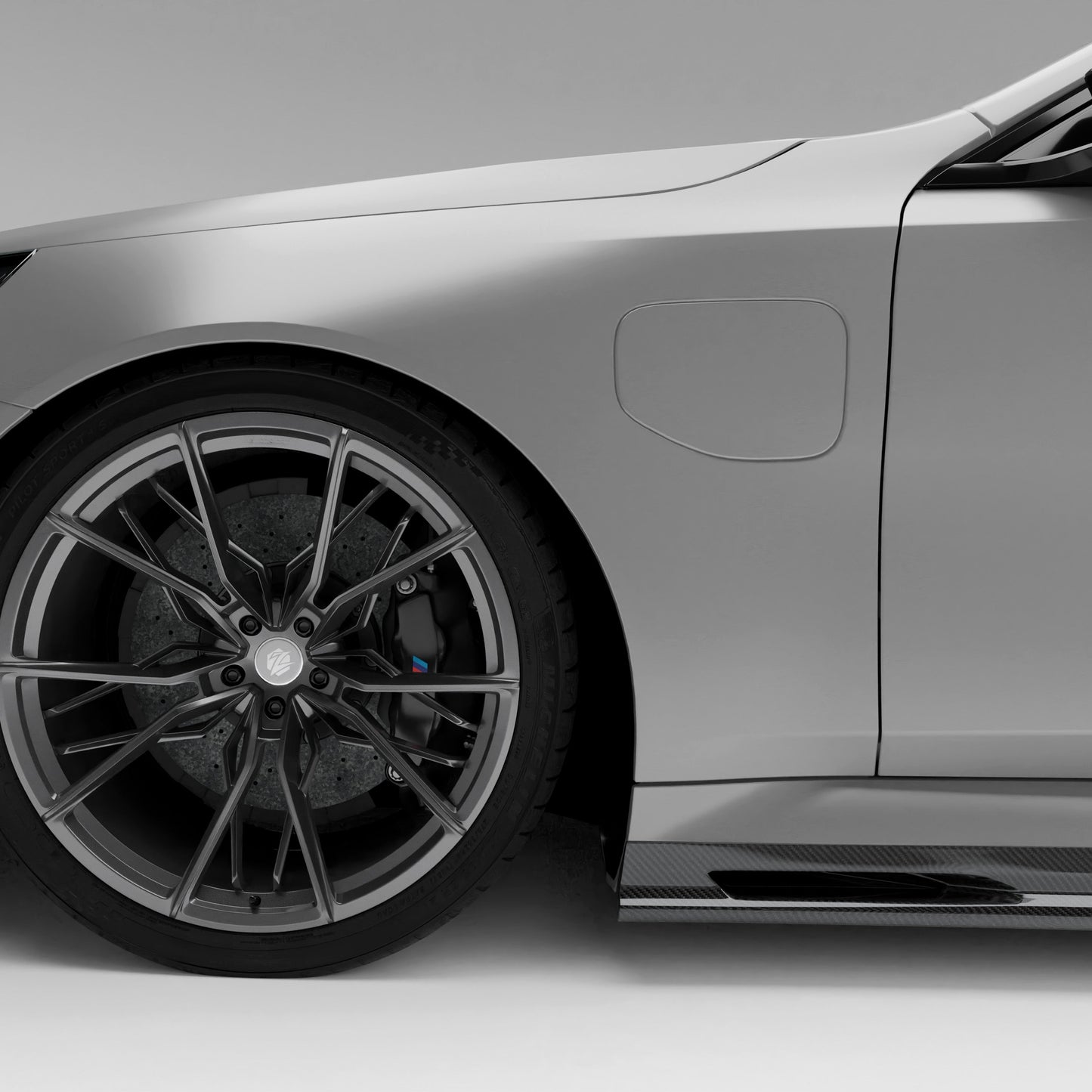 BMW M5 G99 Touring side skirt installed close up
