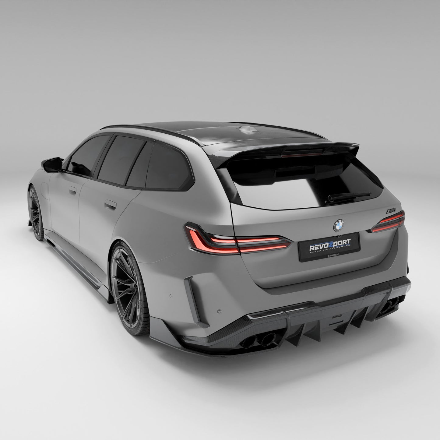 Carbon fiber roof spoiler weave detail on BMW M5 G99