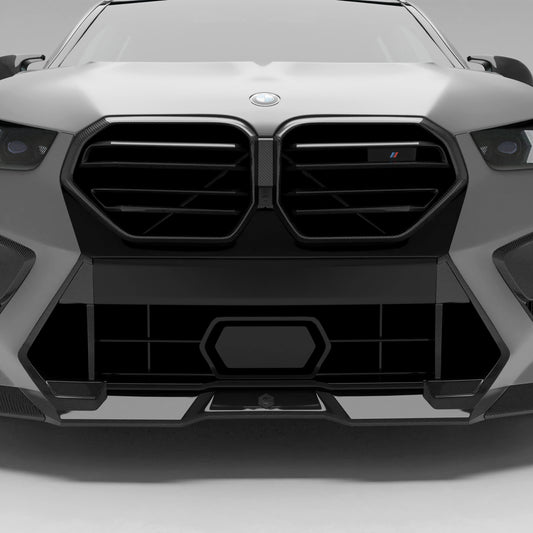 BMW X5M F95 LCI carbon fiber front grille, front three quarter view