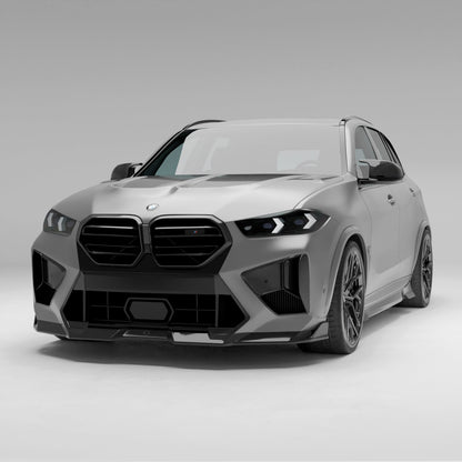 BMW X5M F95 LCI carbon fiber front lip front view on bumper