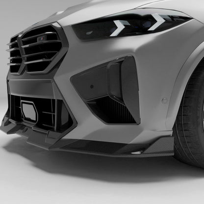 BMW X5M F95 LCI carbon fiber front lip three-quarter front angle