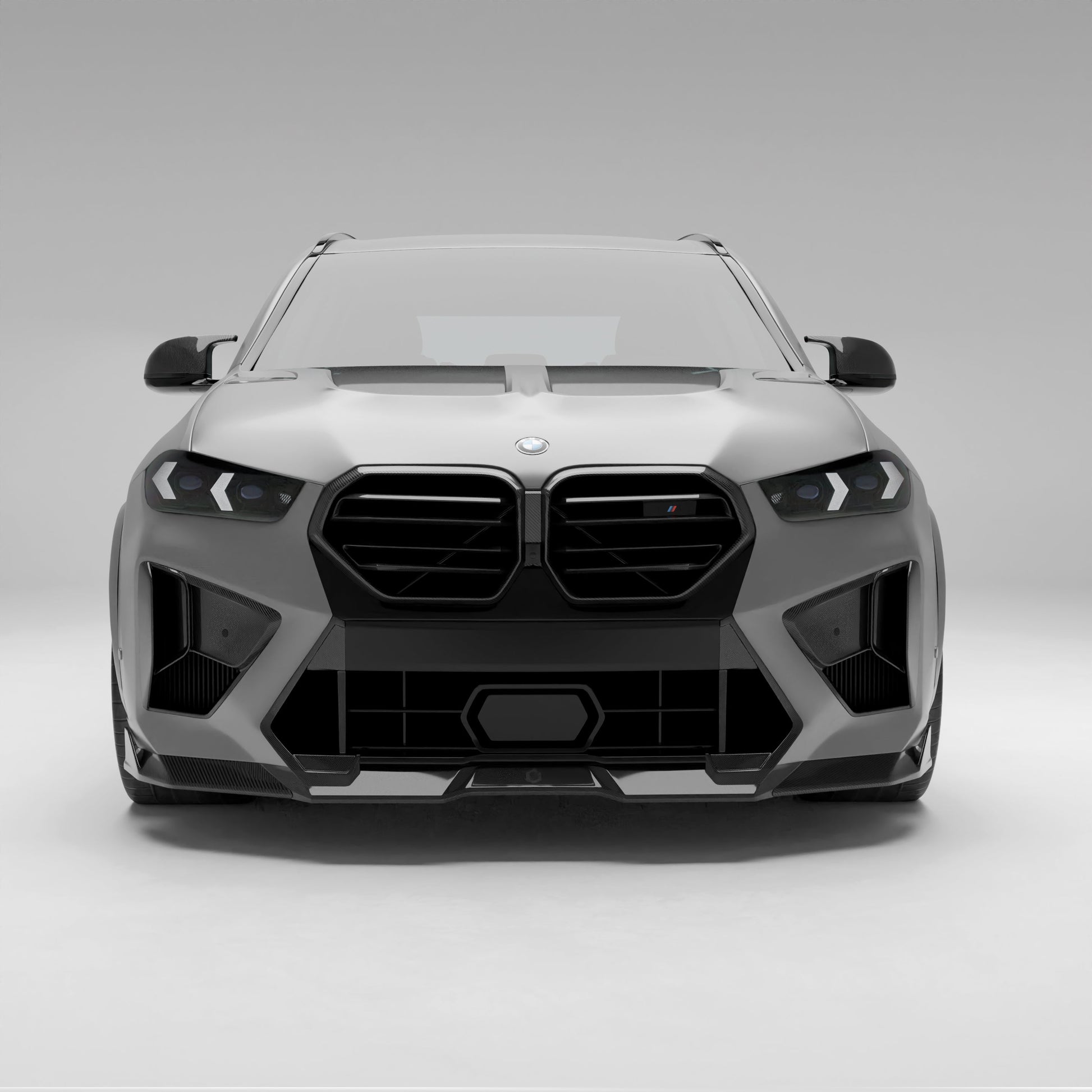 BMW X5M F95 LCI carbon fiber front vents mounted bumper detail