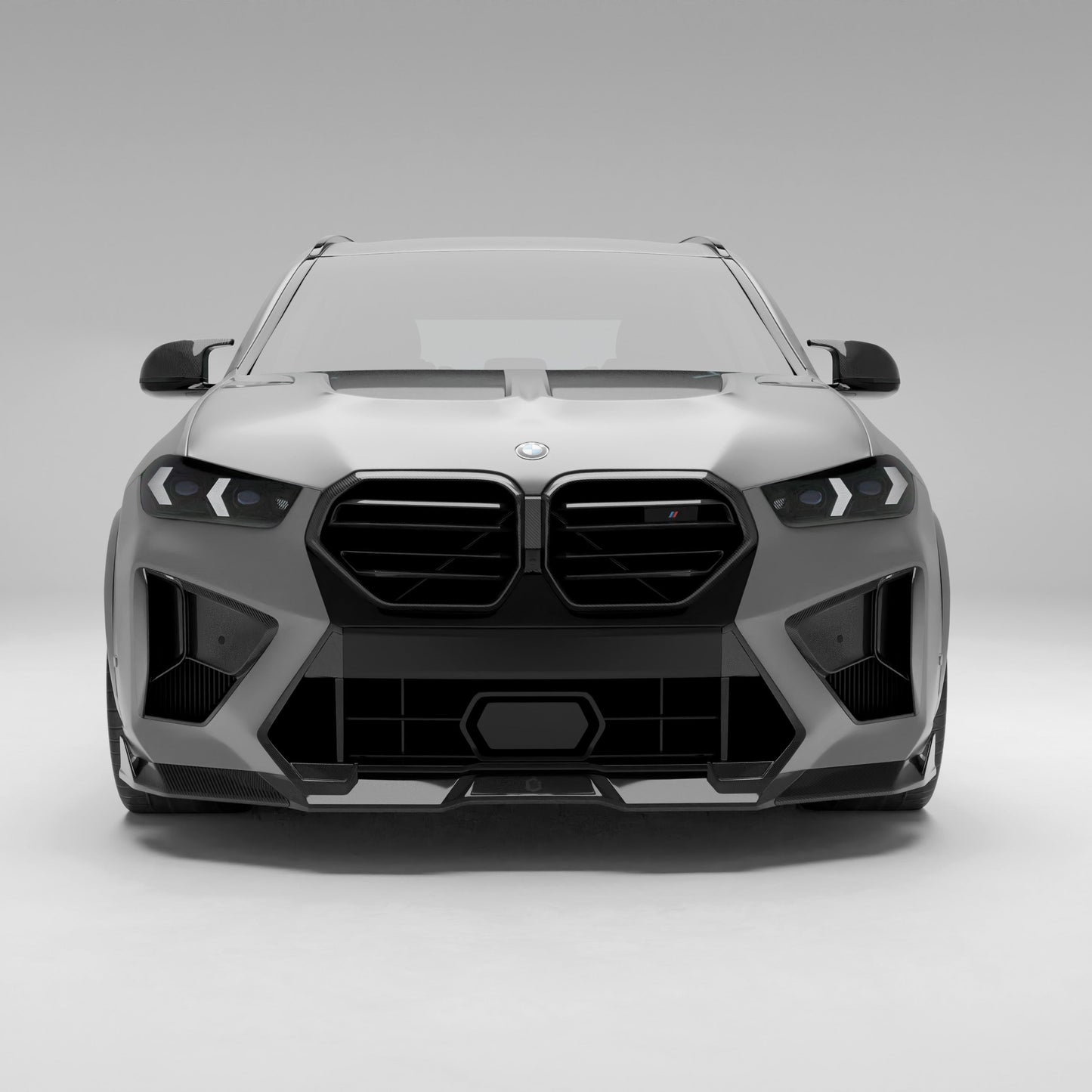 BMW X5M F95 LCI carbon fiber front vents installed front view