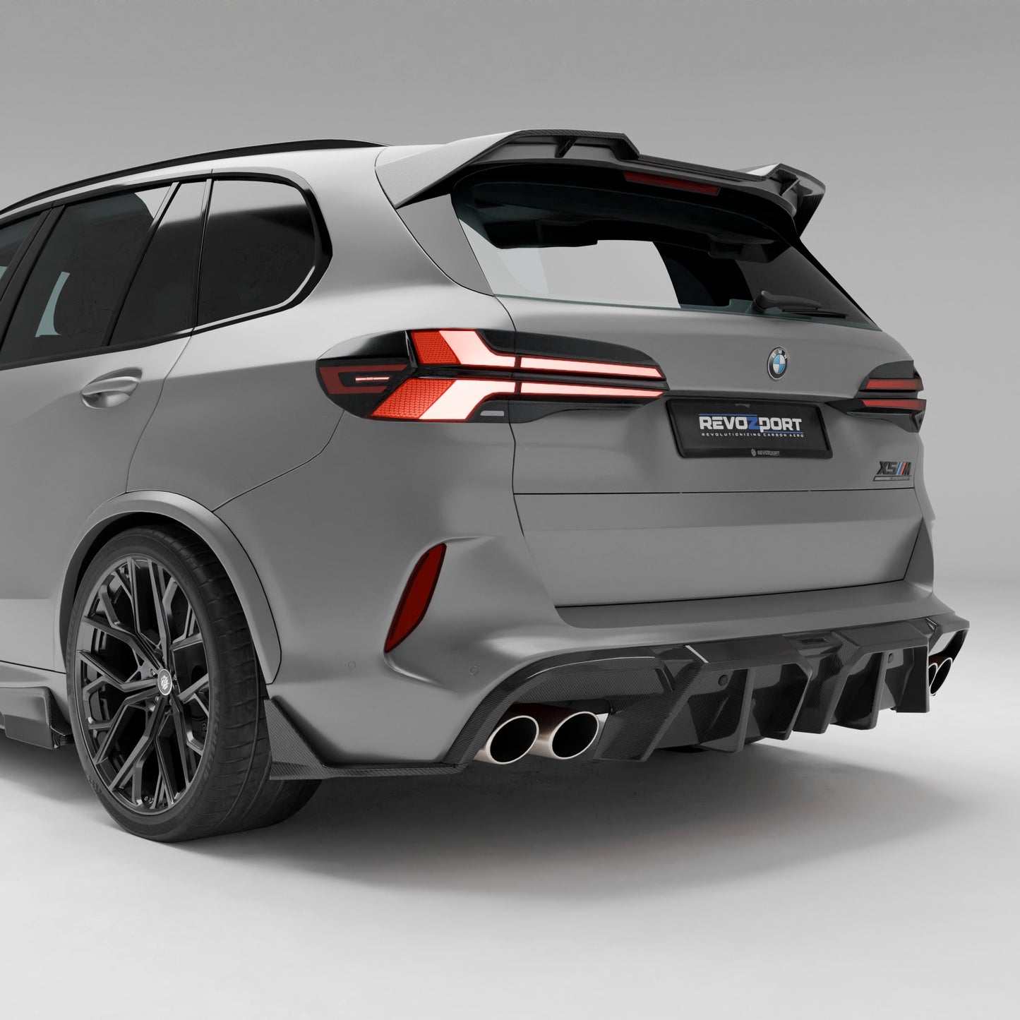 BMW X5M F95 LCI carbon fiber rear diffuser rear view on bumper